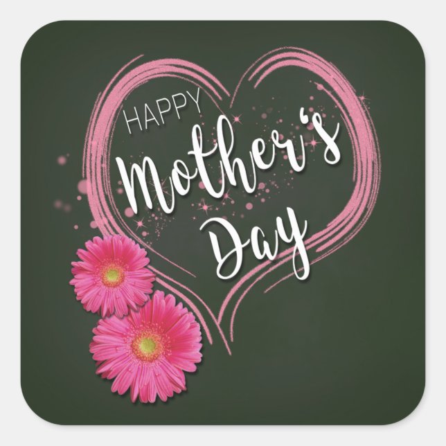 Pink Heart Flowers Mother's Day - Sticker (Front)