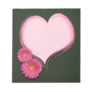 Pink Heart Flowers - Notepad