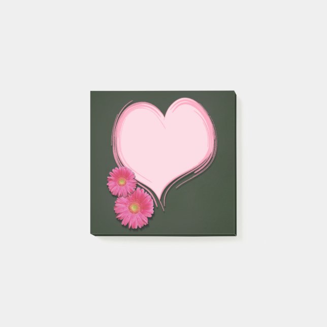 Pink Heart Flowers - Post-it® Notes (Front)