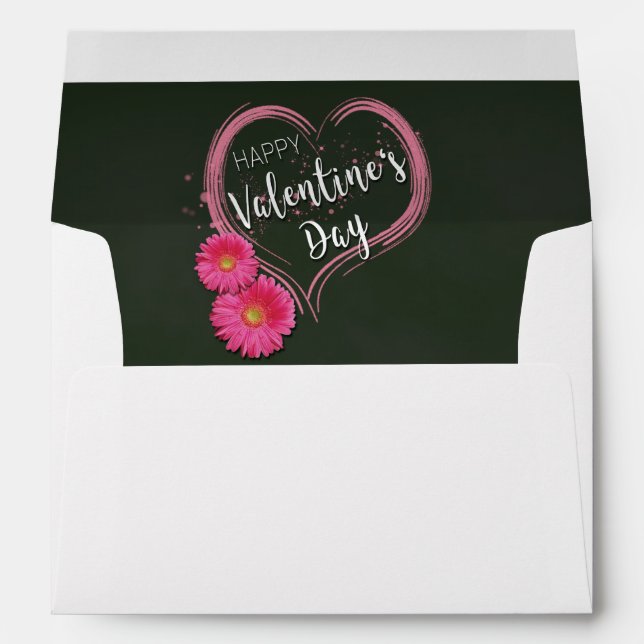 Pink Heart Flowers Valentine's Day Envelope (Back (Bottom))