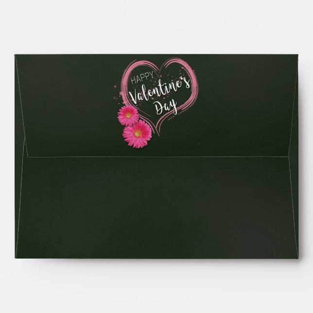 Pink Heart Flowers Valentine's Day - Envelope A7 (Back (Top Flap))