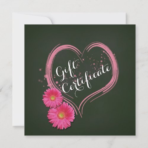 Pink Heart Flowers Valentines Day Gift Card