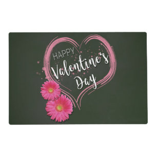 Pink Heart Flowers Valentine's Day - Placemat