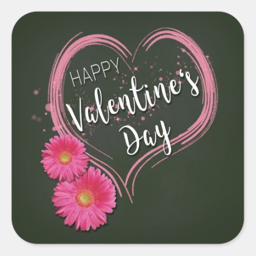 Pink Heart Flowers Valentines Day _ Sticker