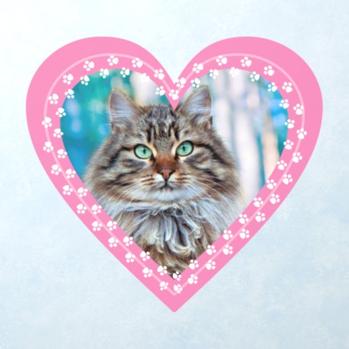 Pink Heart Frame Pet Cat Photo Wall Decal