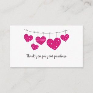 Pink Heart Garland Thank You Card