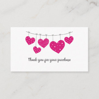 Pink Heart Garland Thank You Card