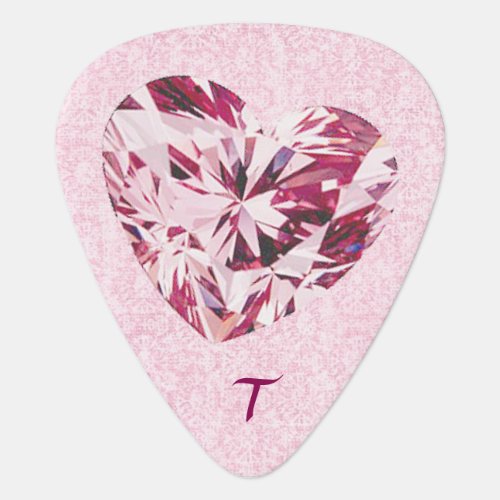 Pink Heart Gem Guitar Pick