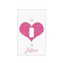 Pink Heart Girly Name Light Switch Cover