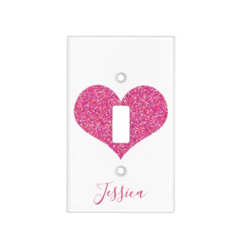 Pink Heart Girly Name Light Switch Cover by stdjura at Zazzle