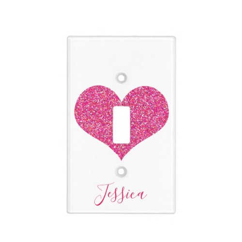 Pink Heart Girly Name Light Switch Cover