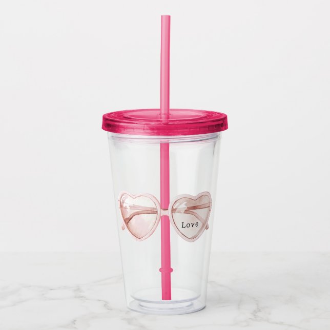 Pink Heart Glasses Love (Front)