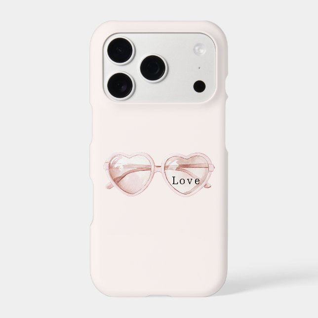 Pink Heart Glasses Love Case-Mate iPhone Case (Back)