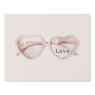 Pink Heart Glasses Love Faux Canvas Print