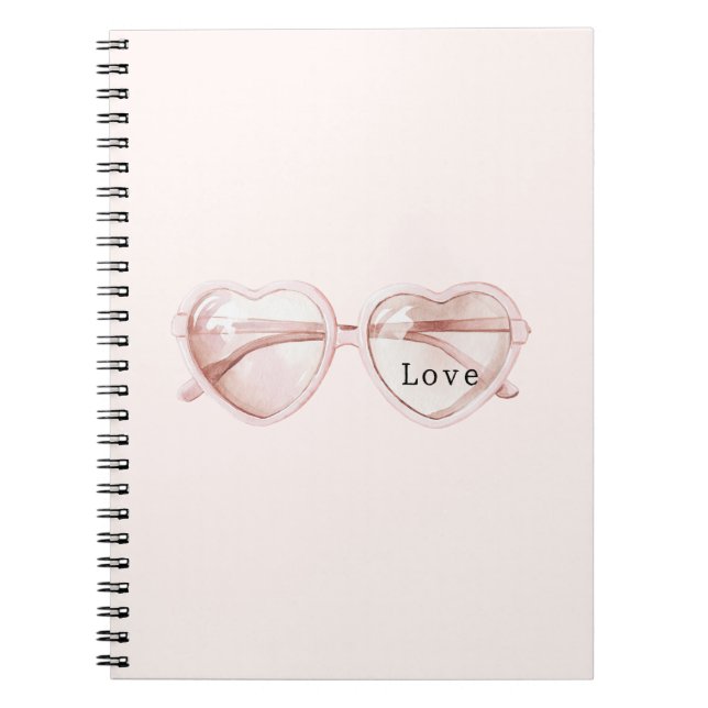 Pink Heart Glasses Love Notebook (Front)