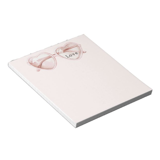 Pink Heart Glasses Love Notepad (Angled)