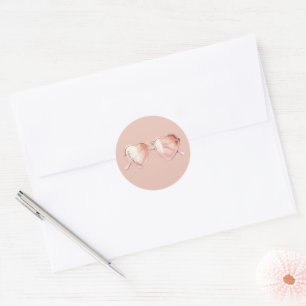 Pink Heart Glasses Quote Classic Round Sticker