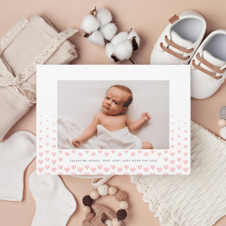 Pink Heart Gradient valentine Photo Holiday Card