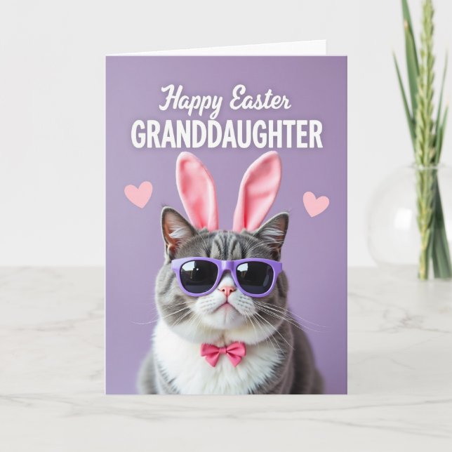 Pink Heart Granddaughter Easter Card (Front)