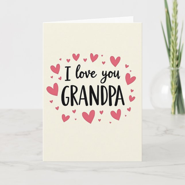 Pink Heart Grandpa Love Card (Front)