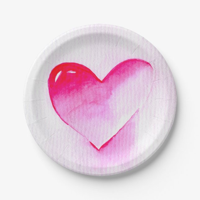 Pink heart grunge pop love me paper plates (Front)