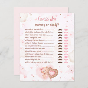 Pink Heart Guess Who Mommy Daddy Baby Shower Game