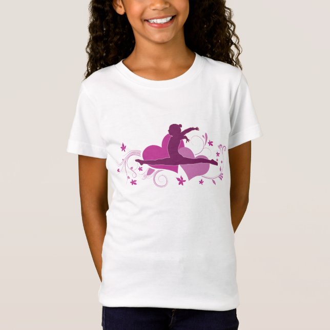 Pink Heart Gymnastics Leap T-Shirt (Front)