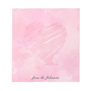 Pink heart happy Valentine Notepad