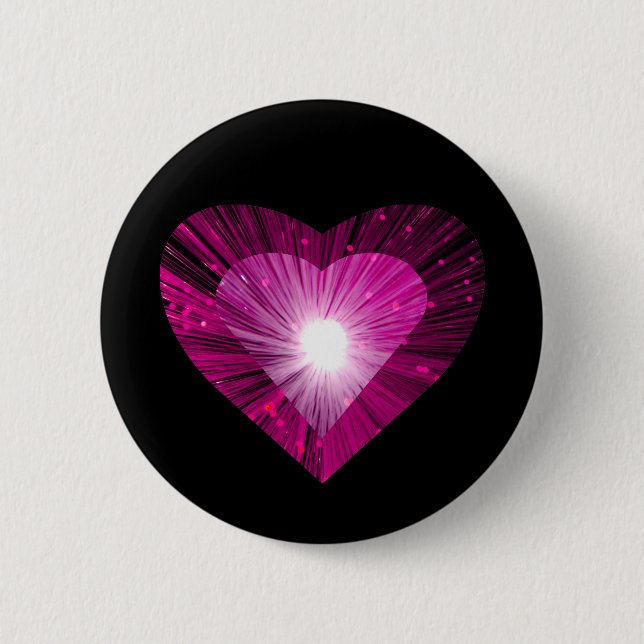 Pink Heart 'heart' button round black (Front)