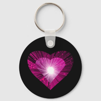 Pink Heart 'heart' keychain round black