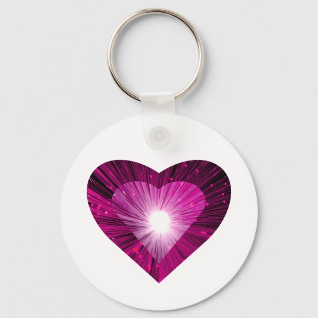 Pink Heart 'heart' keychain round white (Front)