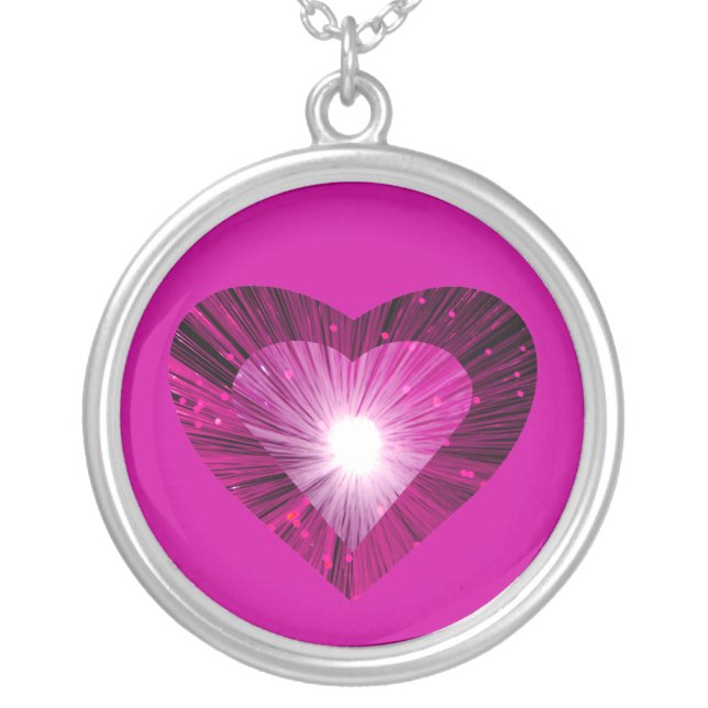 Pink Heart 'heart' necklace round pink (Front)