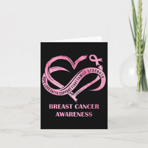 Pink Heart Hope Love Faith Breast Cancer Awareness Card