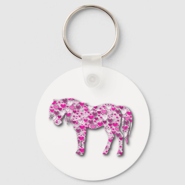 Pink - Heart Horse Keychain (Front)