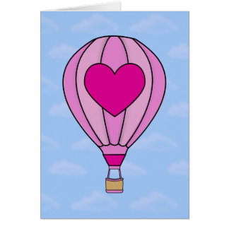 Pink Heart Hot Air Balloon Card