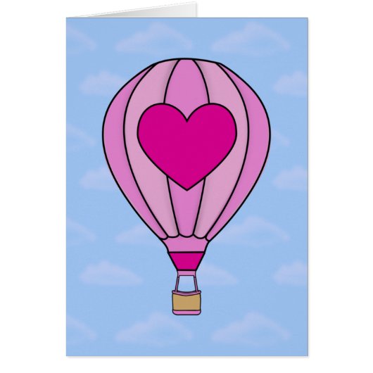 Pink Heart Hot Air Balloon Card (Front)