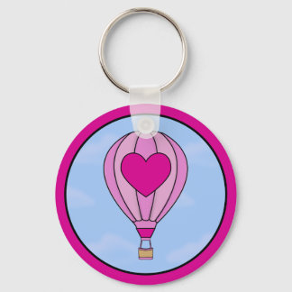 Pink Heart Hot Air Balloon Keychain