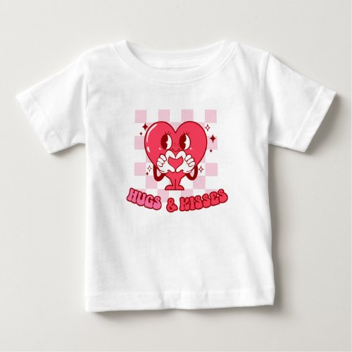 Pink Heart Hugs and Kisses Baby T_Shirt