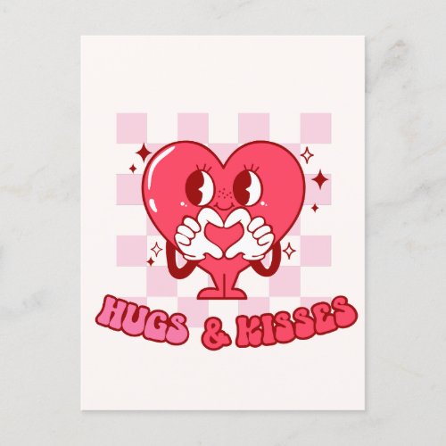 Pink Heart Hugs and Kisses Postcard