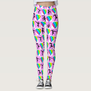 PINK HEART I LOVE GYMNASTICS LEGGINGS