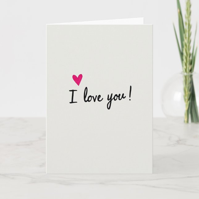 Pink Heart I Love You Card (Front)