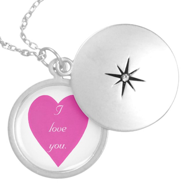 Pink Heart, I love you, Sweetheart Necklace (Front)