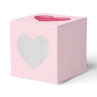 Pink Heart Illustration On Light Pink Color Favor Box