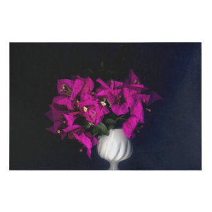 Pink heart in black faux canvas print