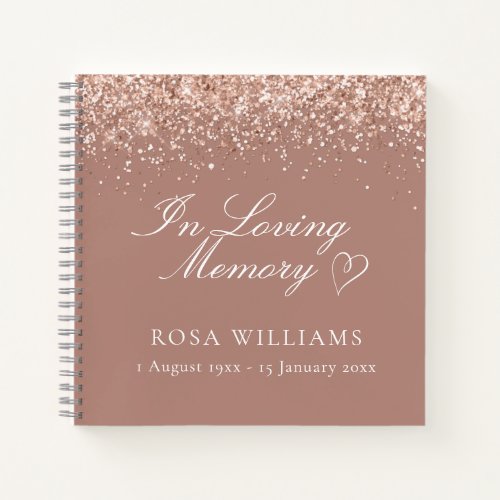 Pink Heart In Loving Memory Funeral Guest Book