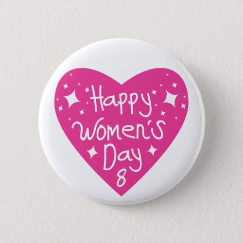 Pink Heart International Womens Day Typography Button