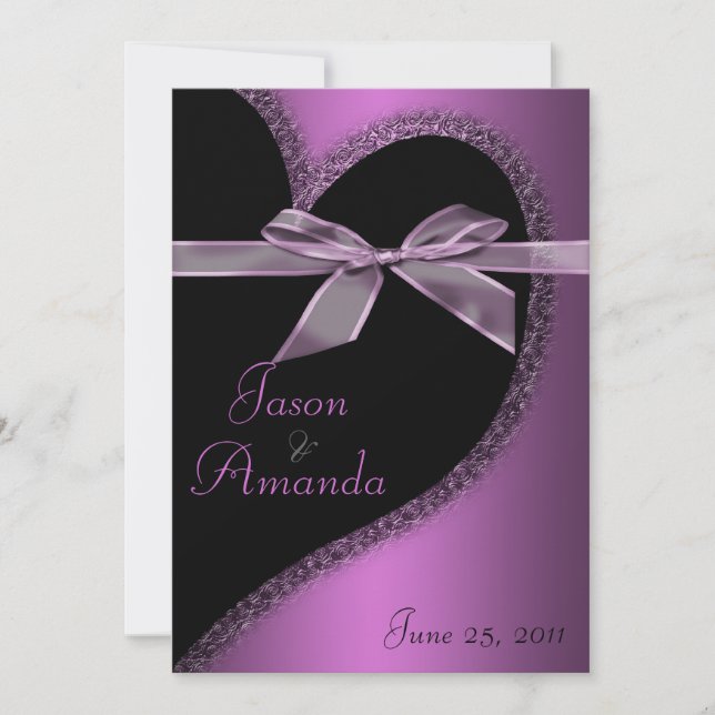 Pink Heart Invite With Bow (Front)
