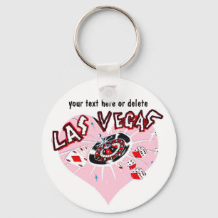 Pink Heart Las Vegas Keychain