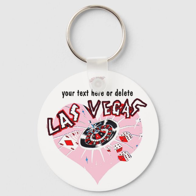 Pink Heart Las Vegas Keychain (Front)