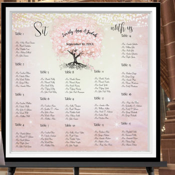 Pink Heart Leaf Tree Seating Chart Welcome Sign by samack at Zazzle